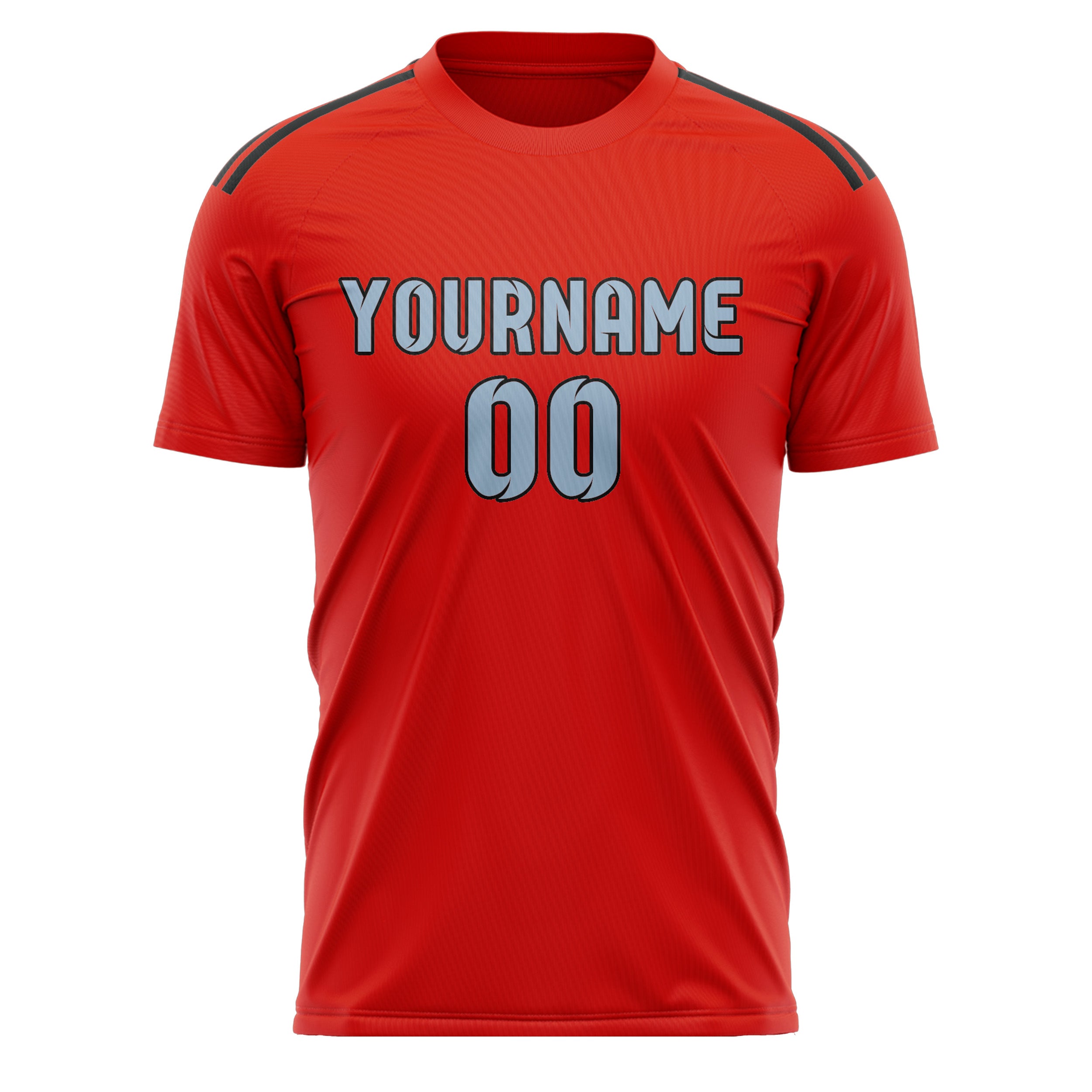 Custom Orange Red Light Blue Soccer Jersey