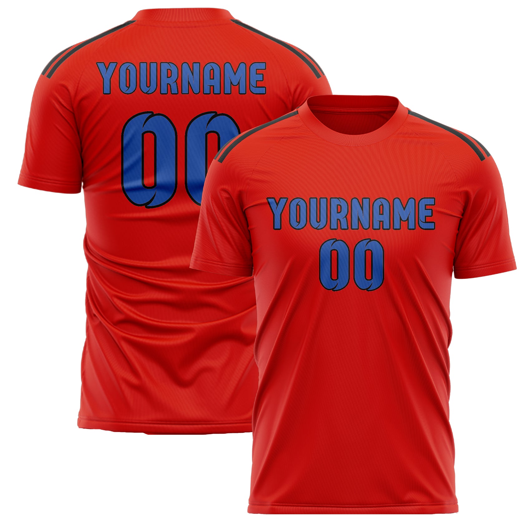 Custom Orange Red Sky Blue Soccer Jersey