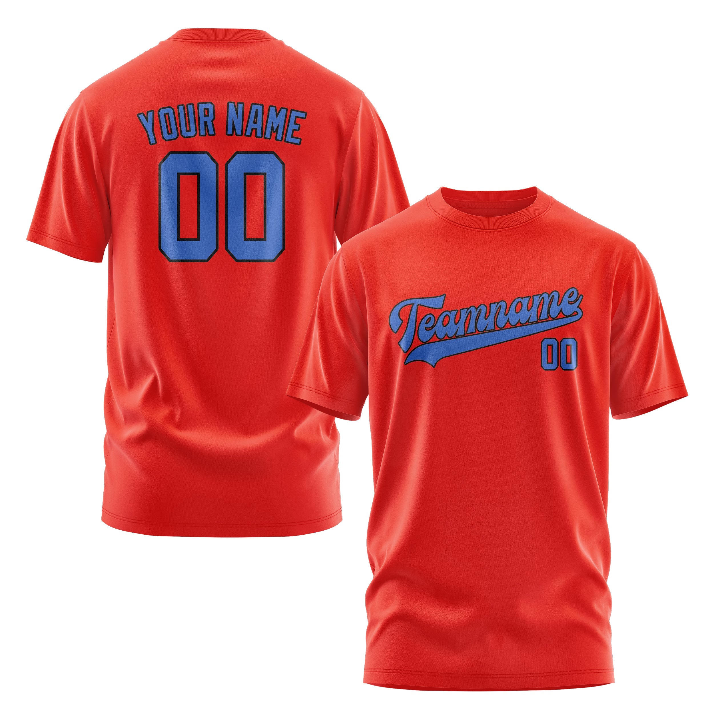 Custom Orange Red Sky Blue T-Shirt