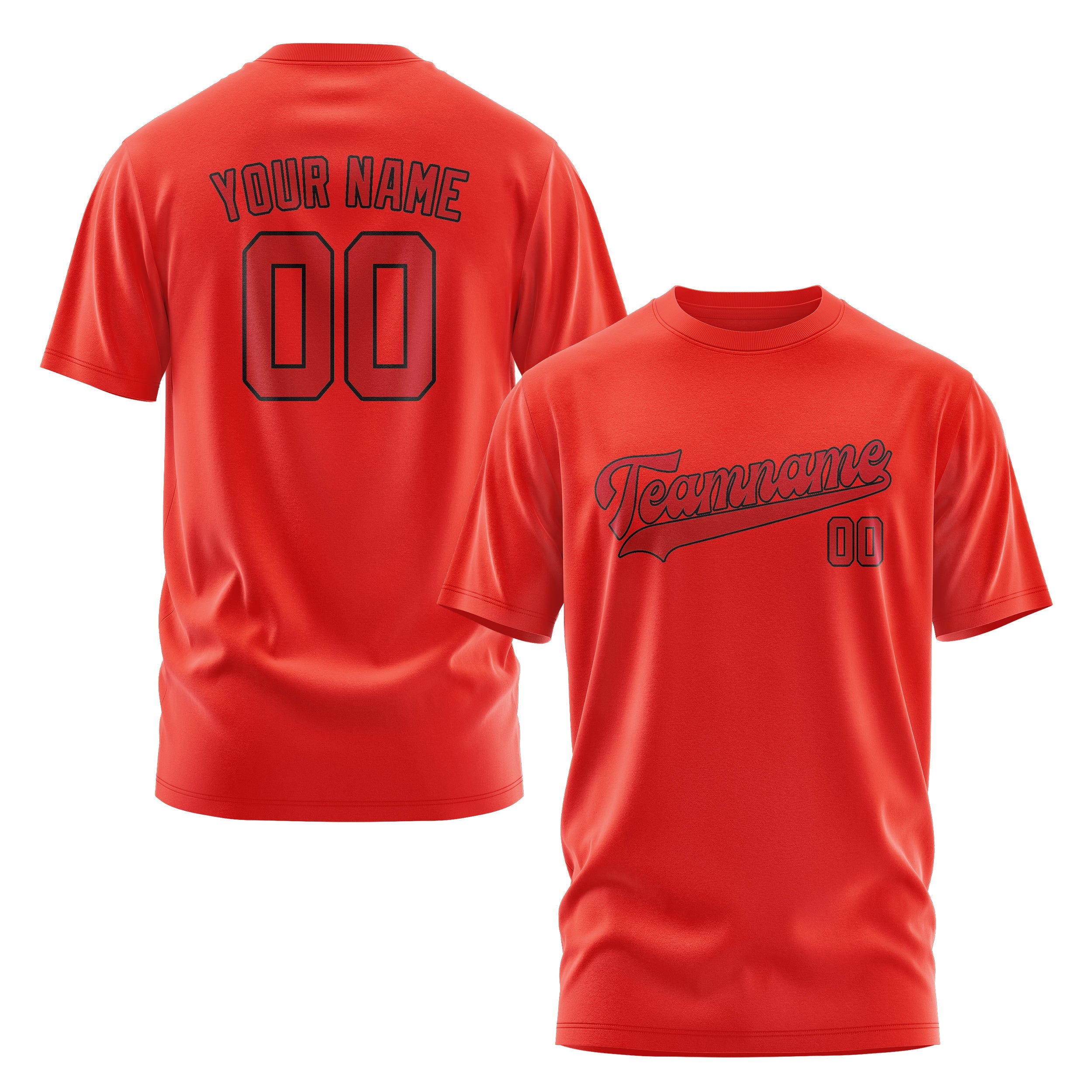 Custom Orange Red Red T-Shirt