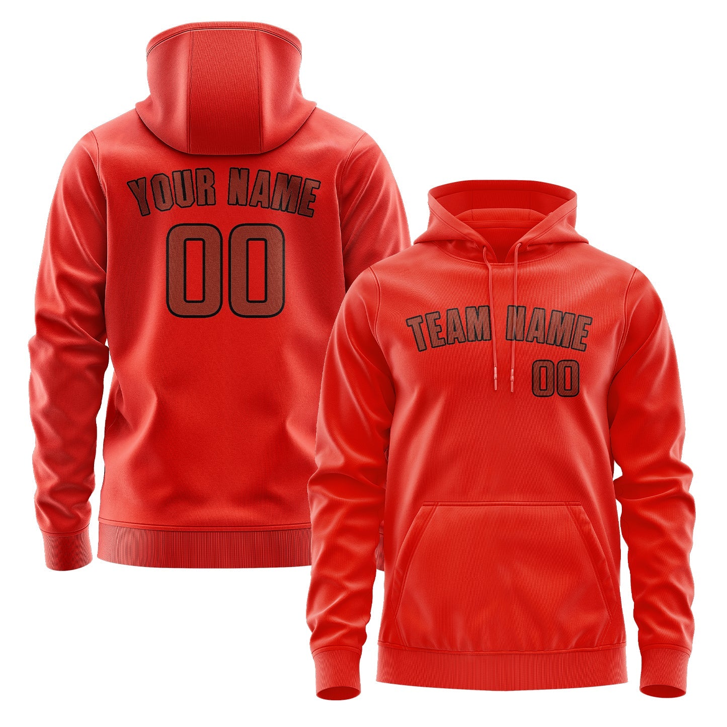 Custom Orange Red Coral Red Hoodie