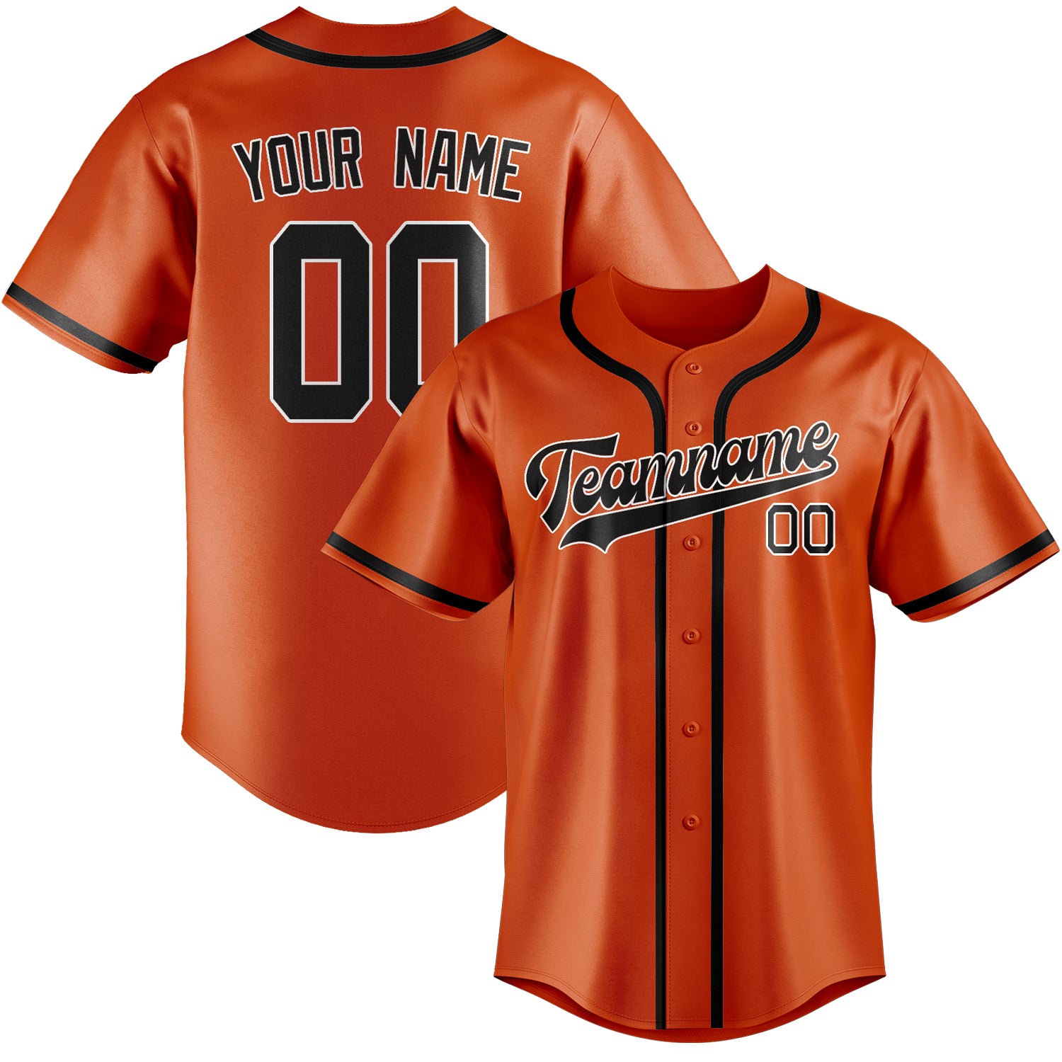 Custom Orange Red Black Baseball Jersey