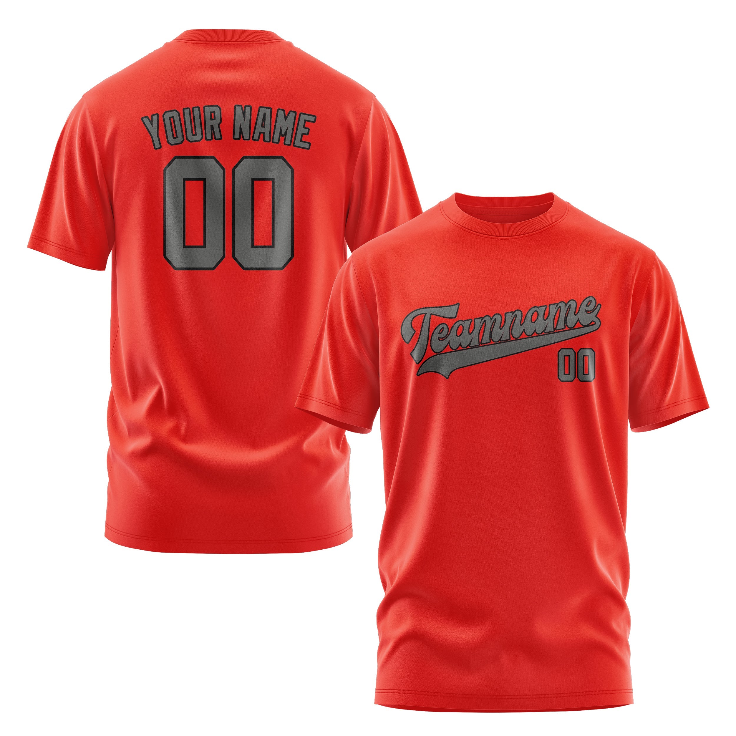 Custom Orange Red Dark Grey T-Shirt