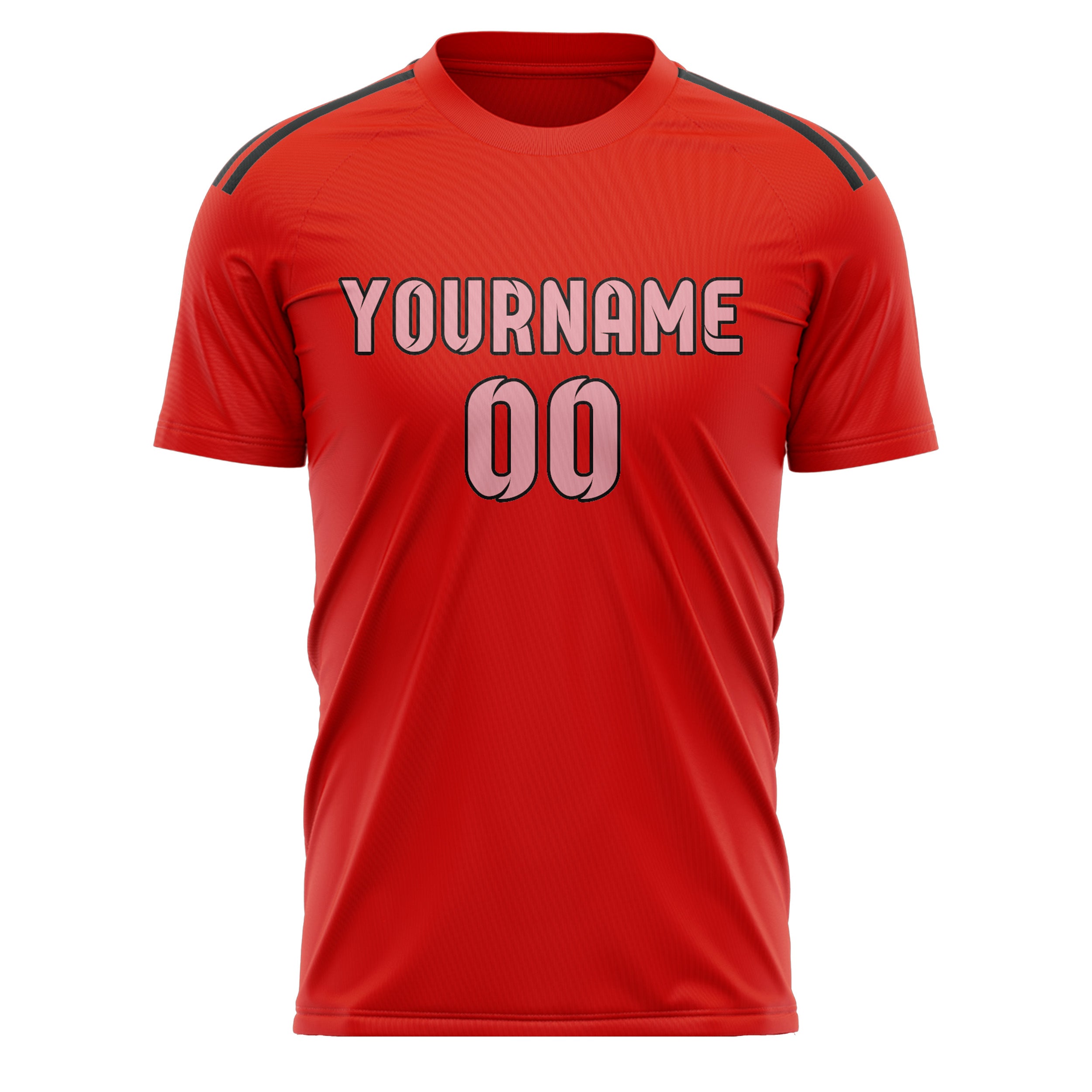 Custom Orange Red Light Pink Soccer Jersey