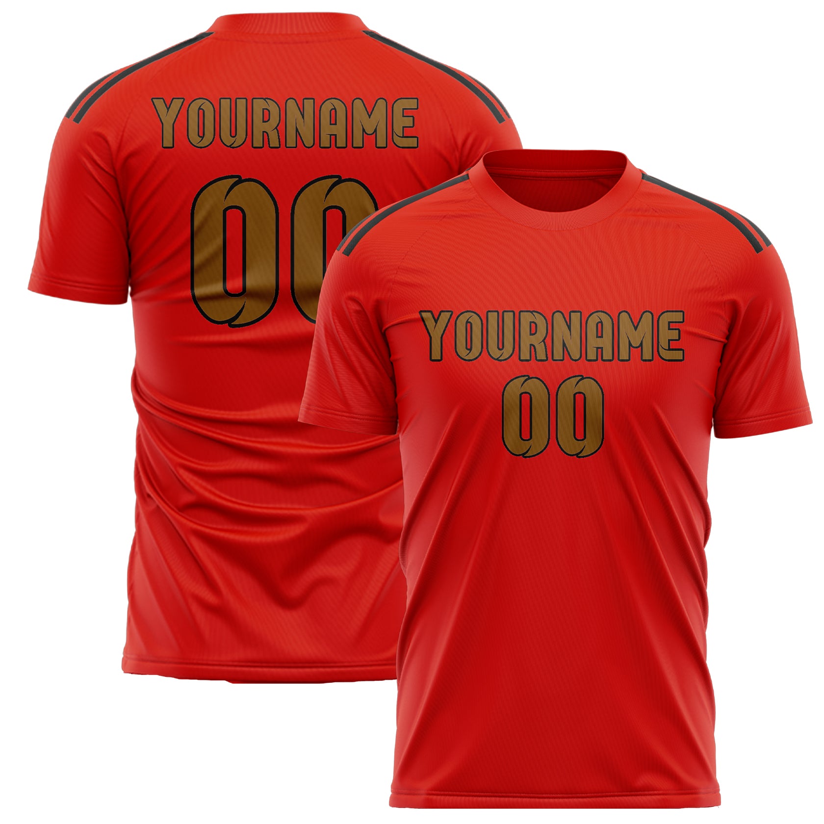 Custom Orange Red Khaki Soccer Jersey