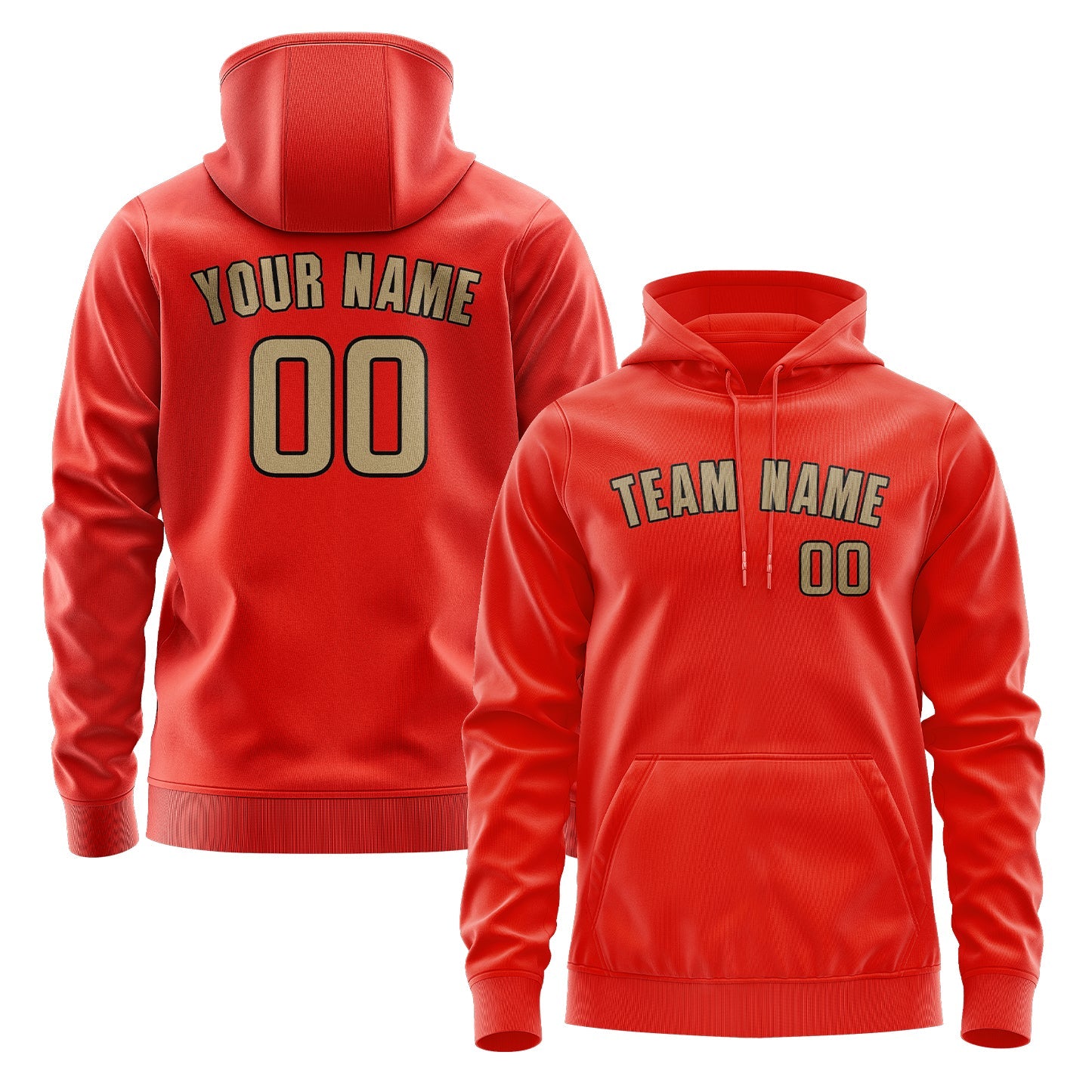 Custom Orange Red Light Khaki Hoodie