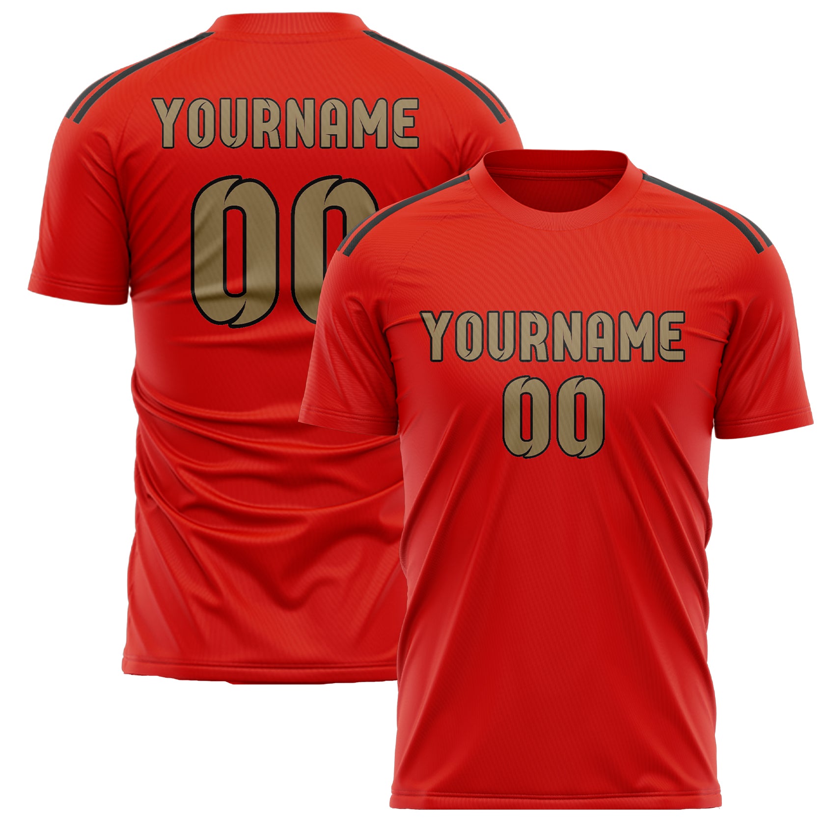 Custom Orange Red Light Khaki Soccer Jersey