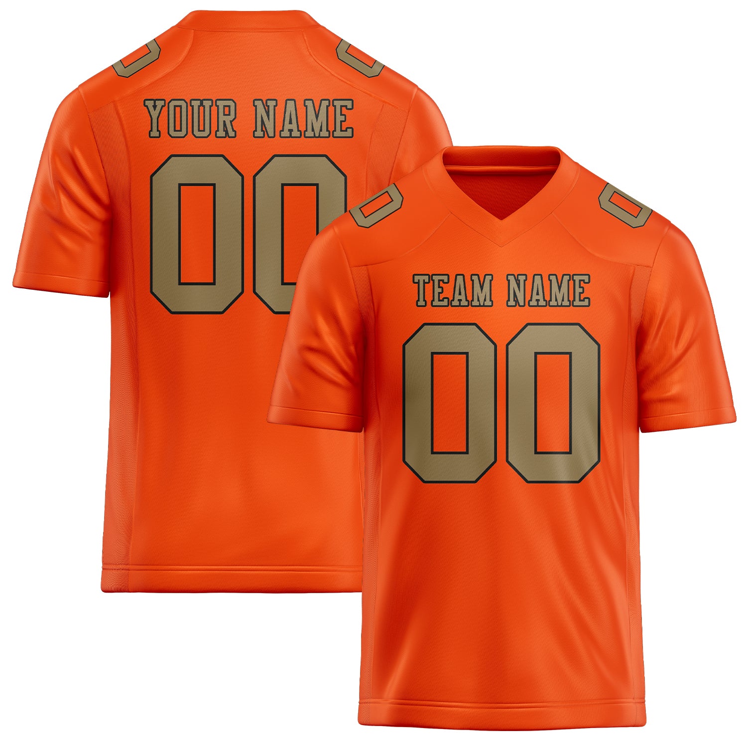 Custom Orange Red Light Khaki Football Jersey