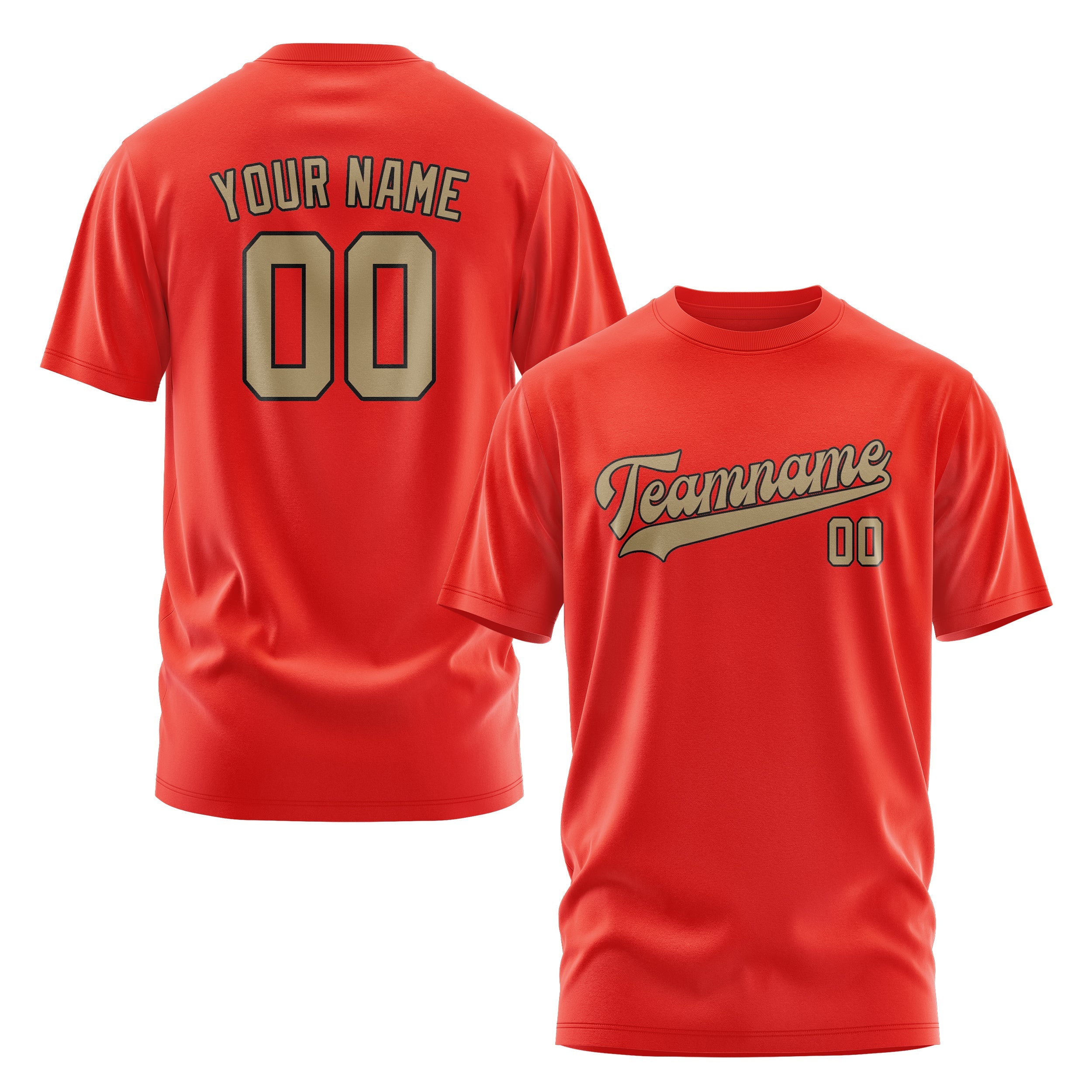 Custom Orange Red Light Khaki T-Shirt