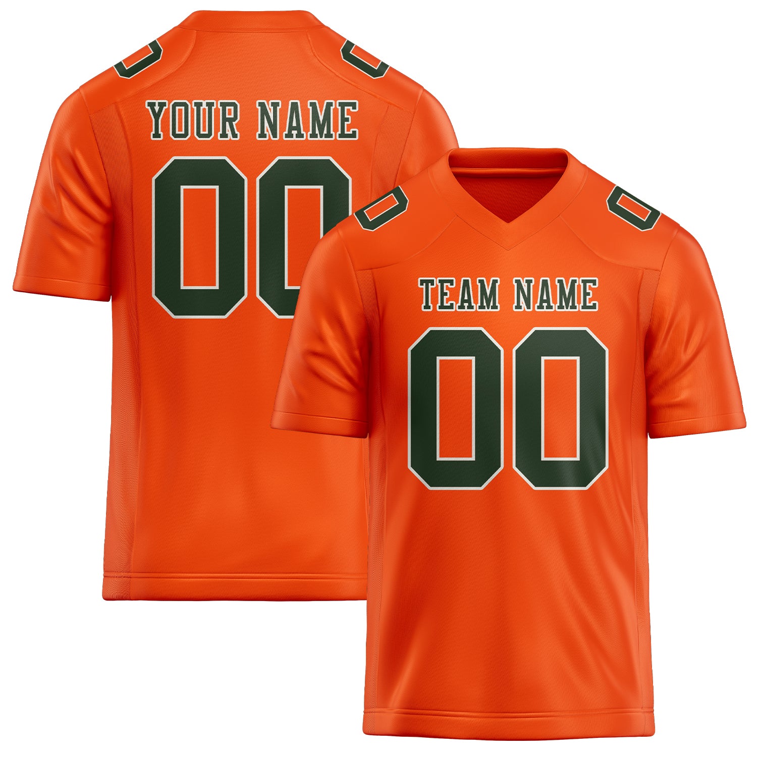 Custom Orange Red Dark Green Football Jersey