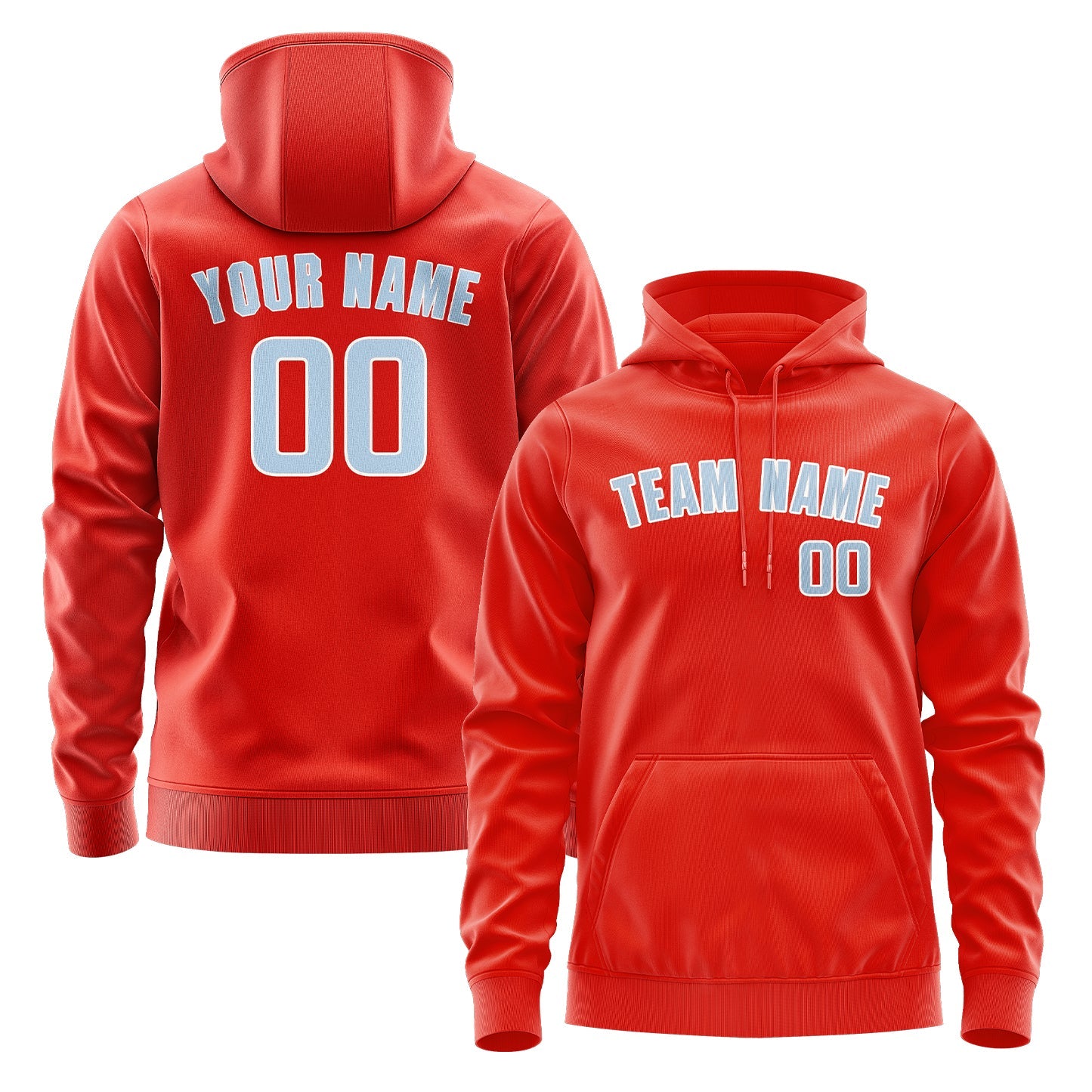 Custom Orange Red Light Blue Hoodie
