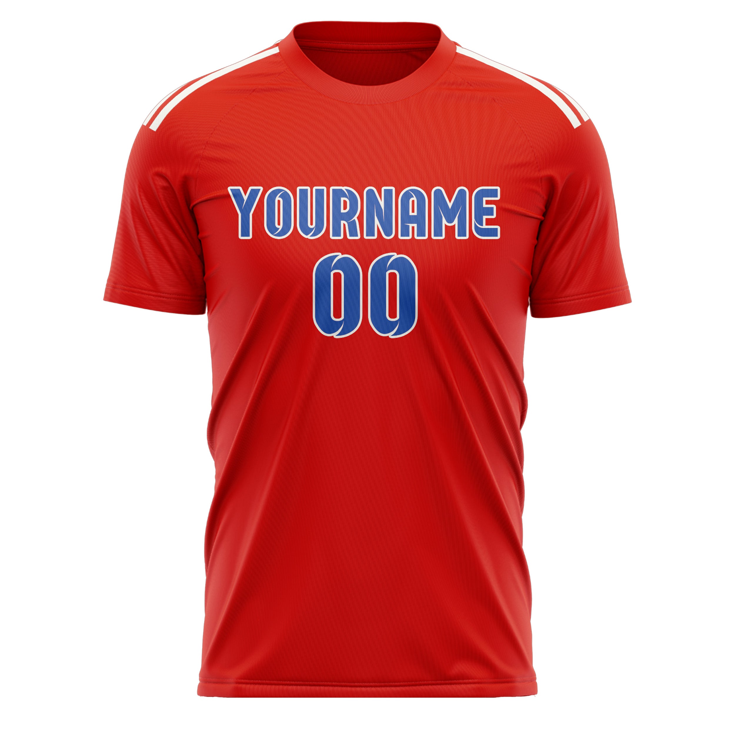 Custom Orange Red Sky Blue Soccer Jersey