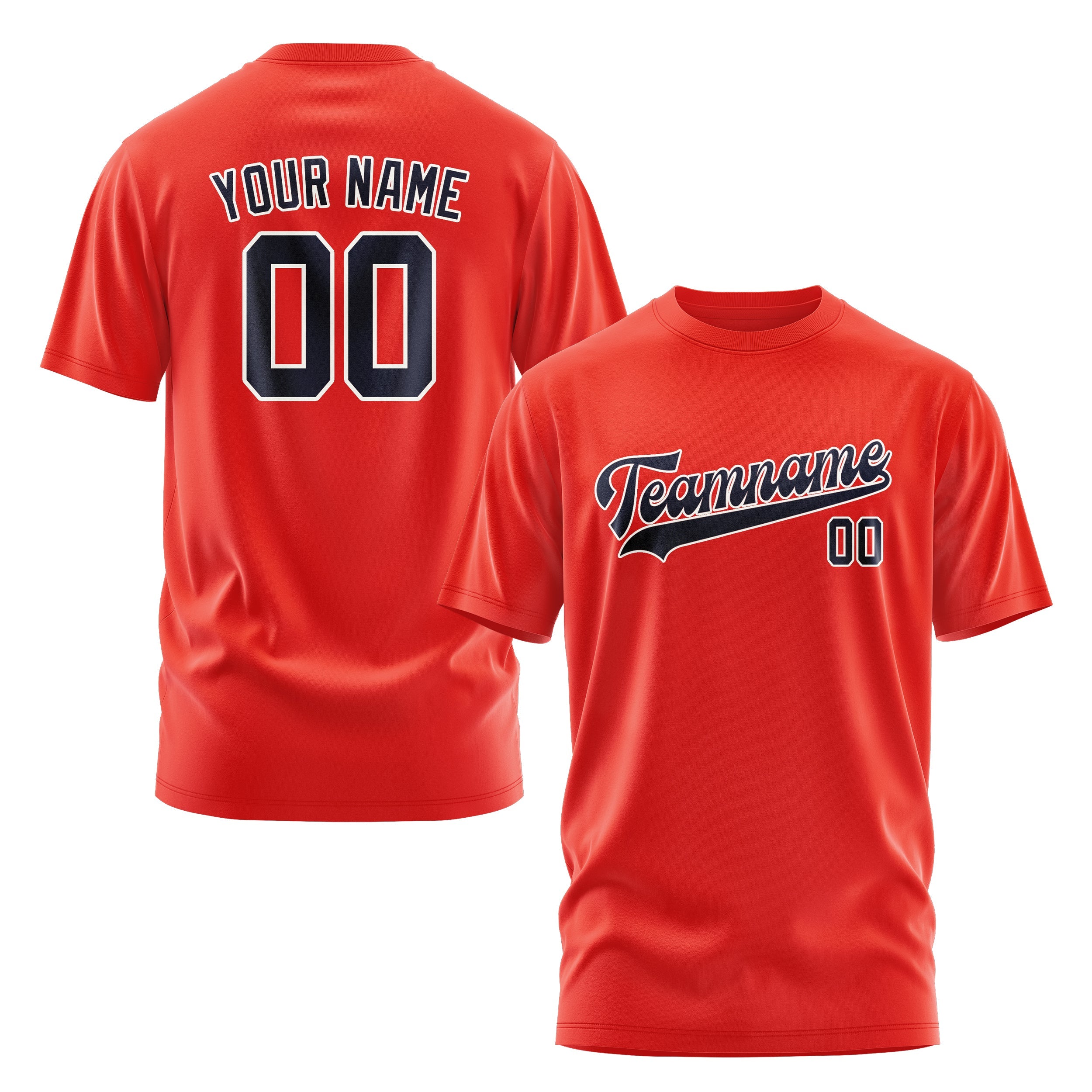 Custom Orange Red Navy T-Shirt