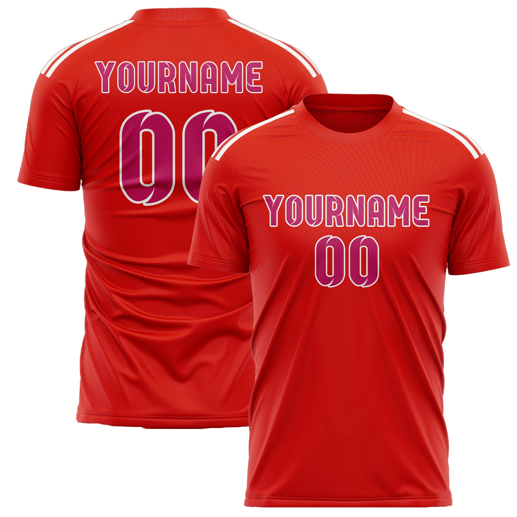 Custom Orange Red Pink Soccer Jersey