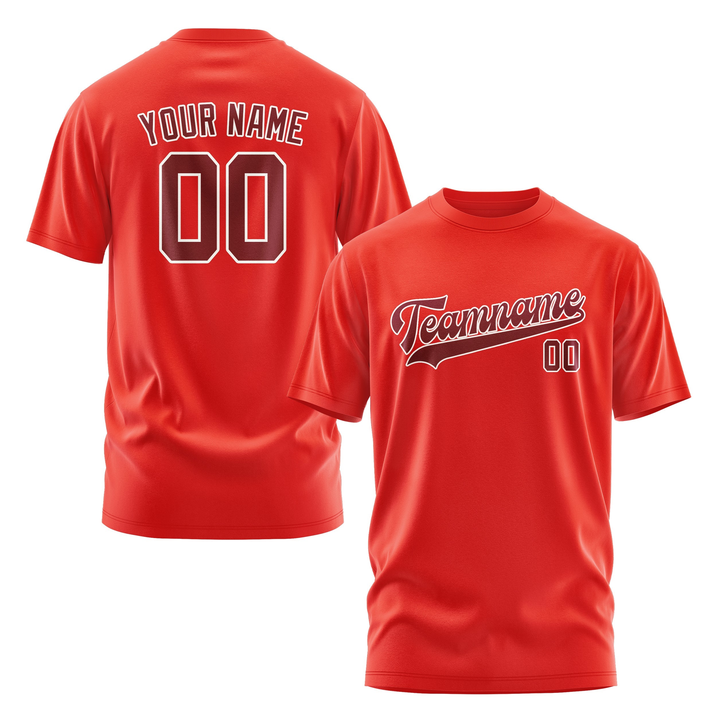 Custom Orange Red Crimson Red T-Shirt