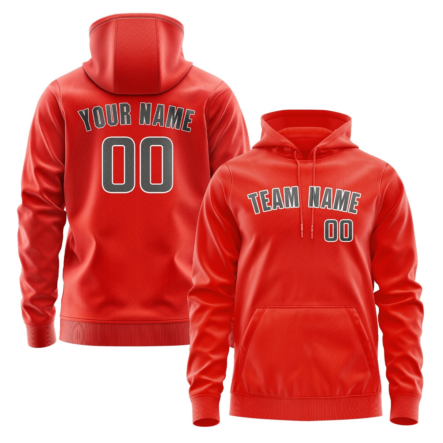 Custom Orange Red Dark Grey Hoodie