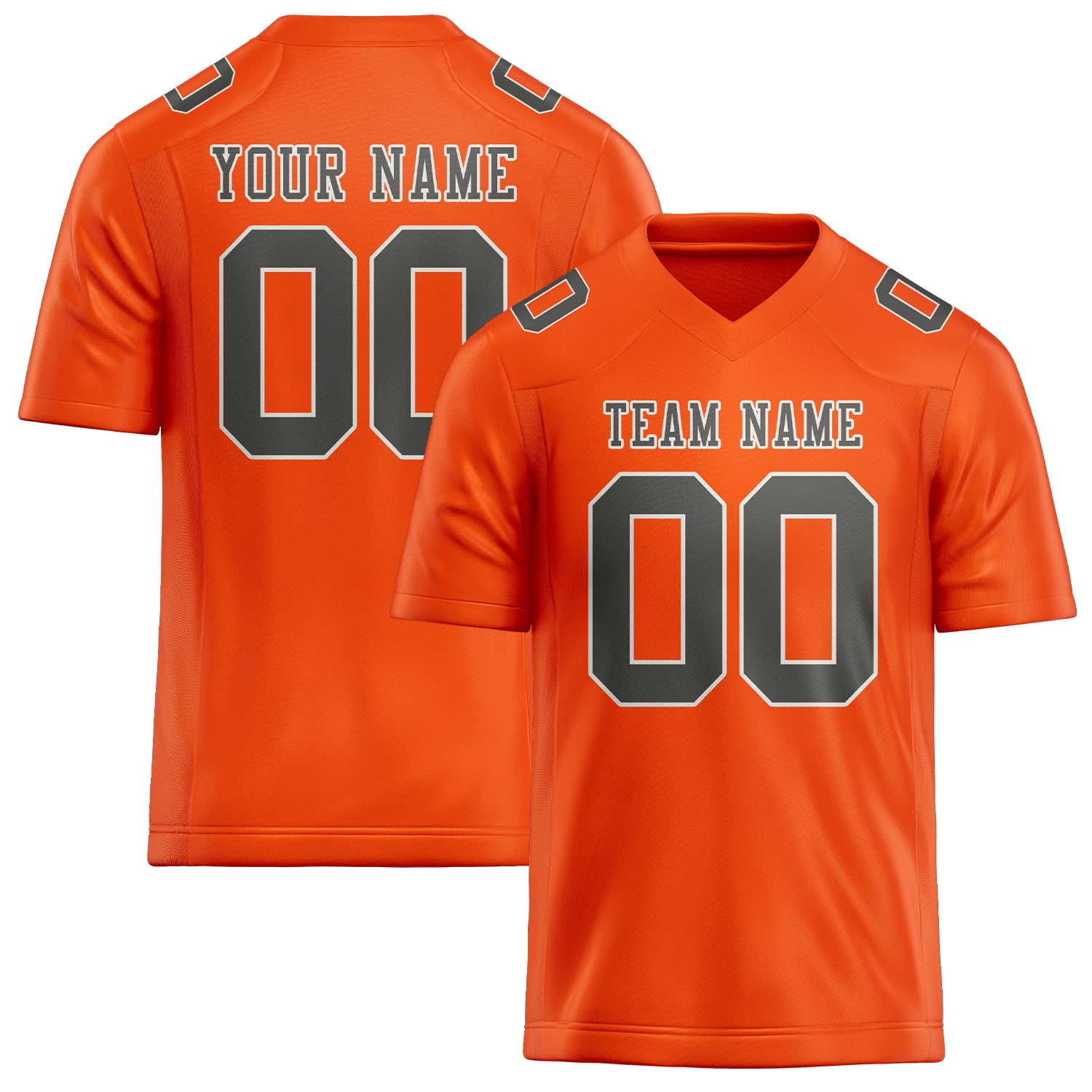 Custom Orange Red Dark Grey Football Jersey