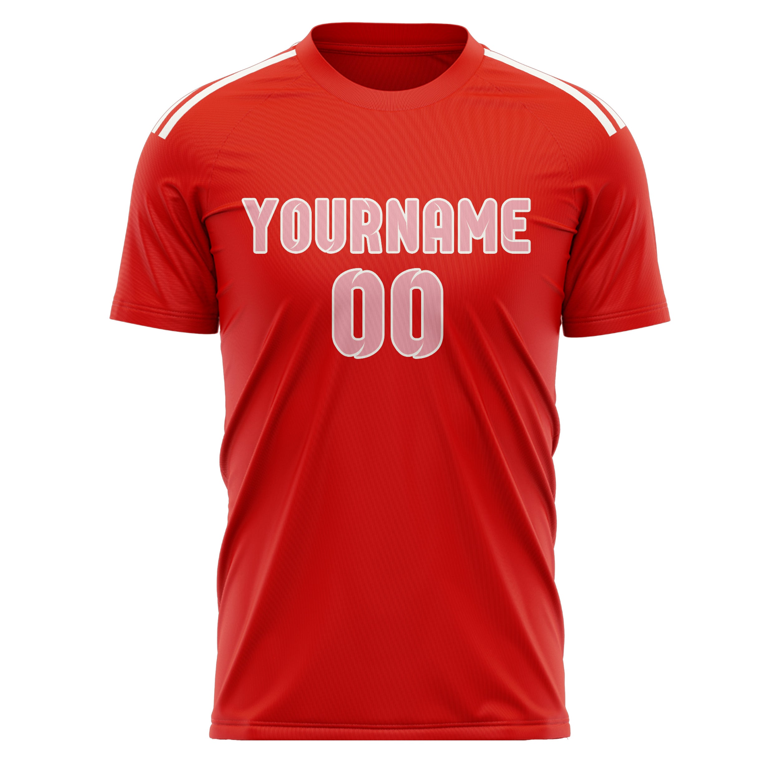 Custom Orange Red Light Pink Soccer Jersey