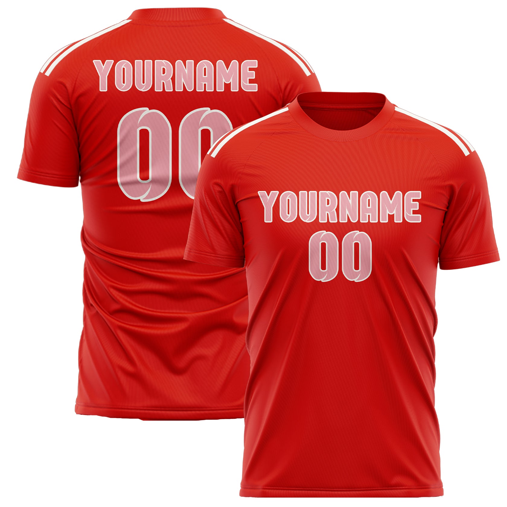 Custom Orange Red Light Pink Soccer Jersey