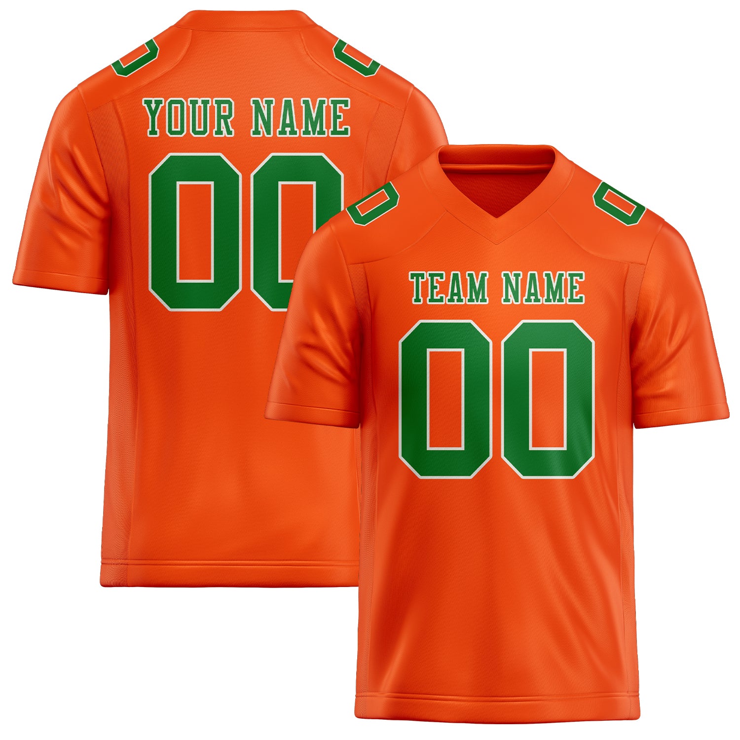 Custom Orange Red Emerald Green Football Jersey
