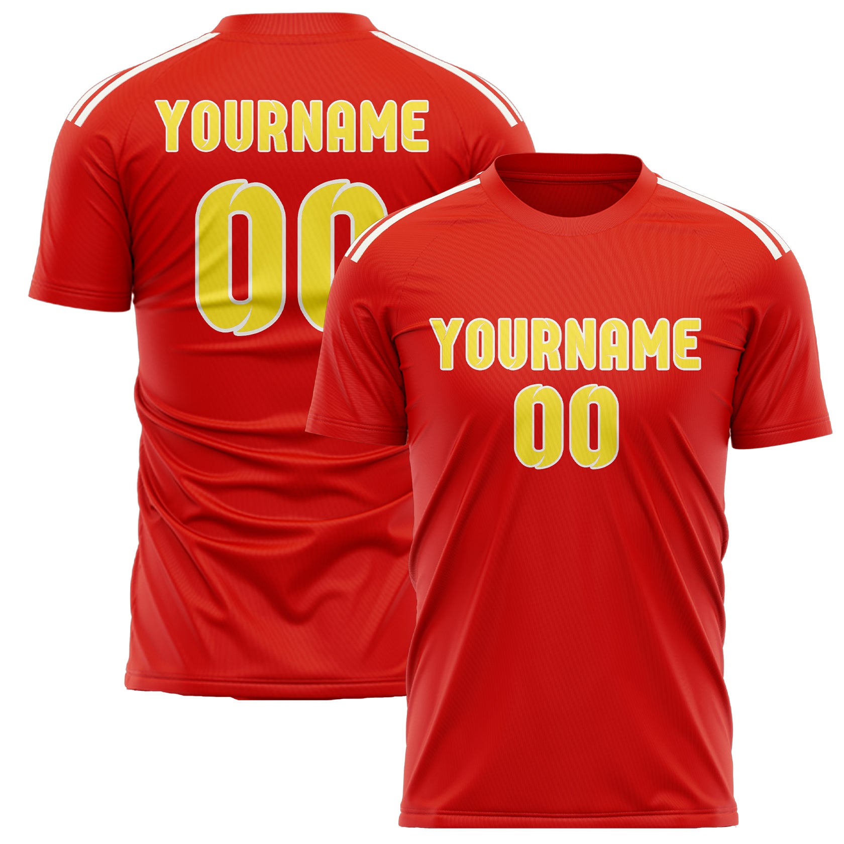 Custom Orange Red Light Yellow Soccer Jersey