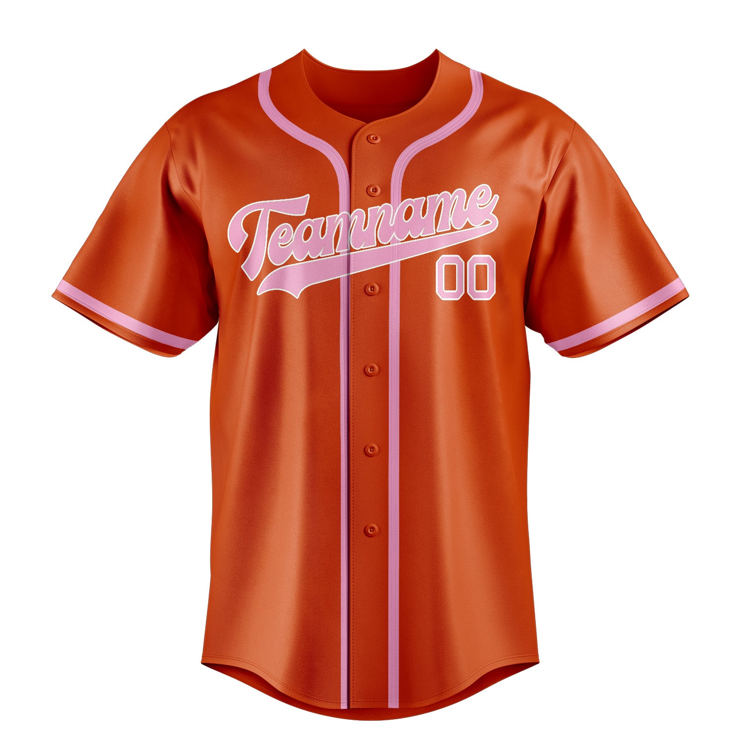 Custom Orange Red Light Pink Baseball Jersey