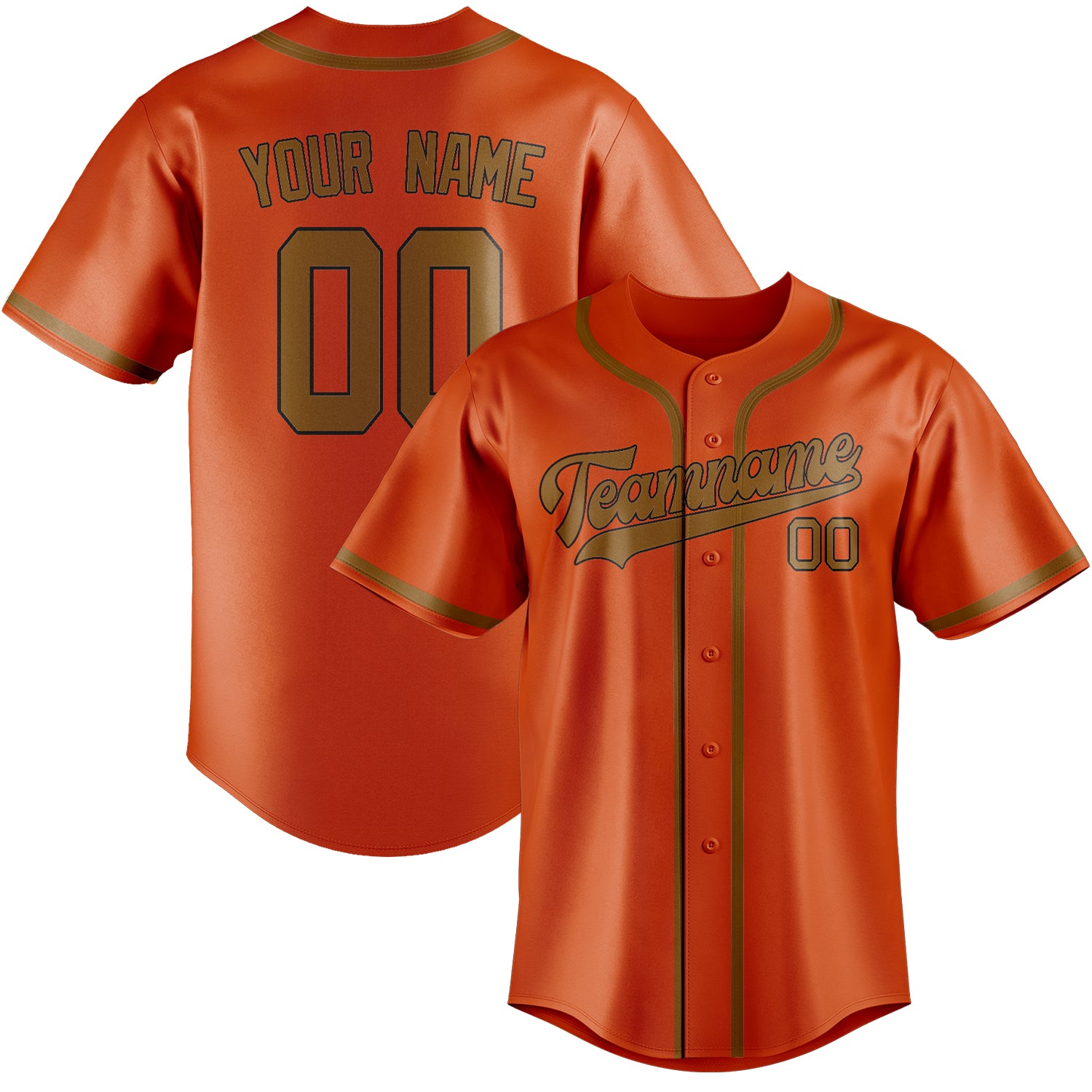 Custom Orange Red Khaki Baseball Jersey