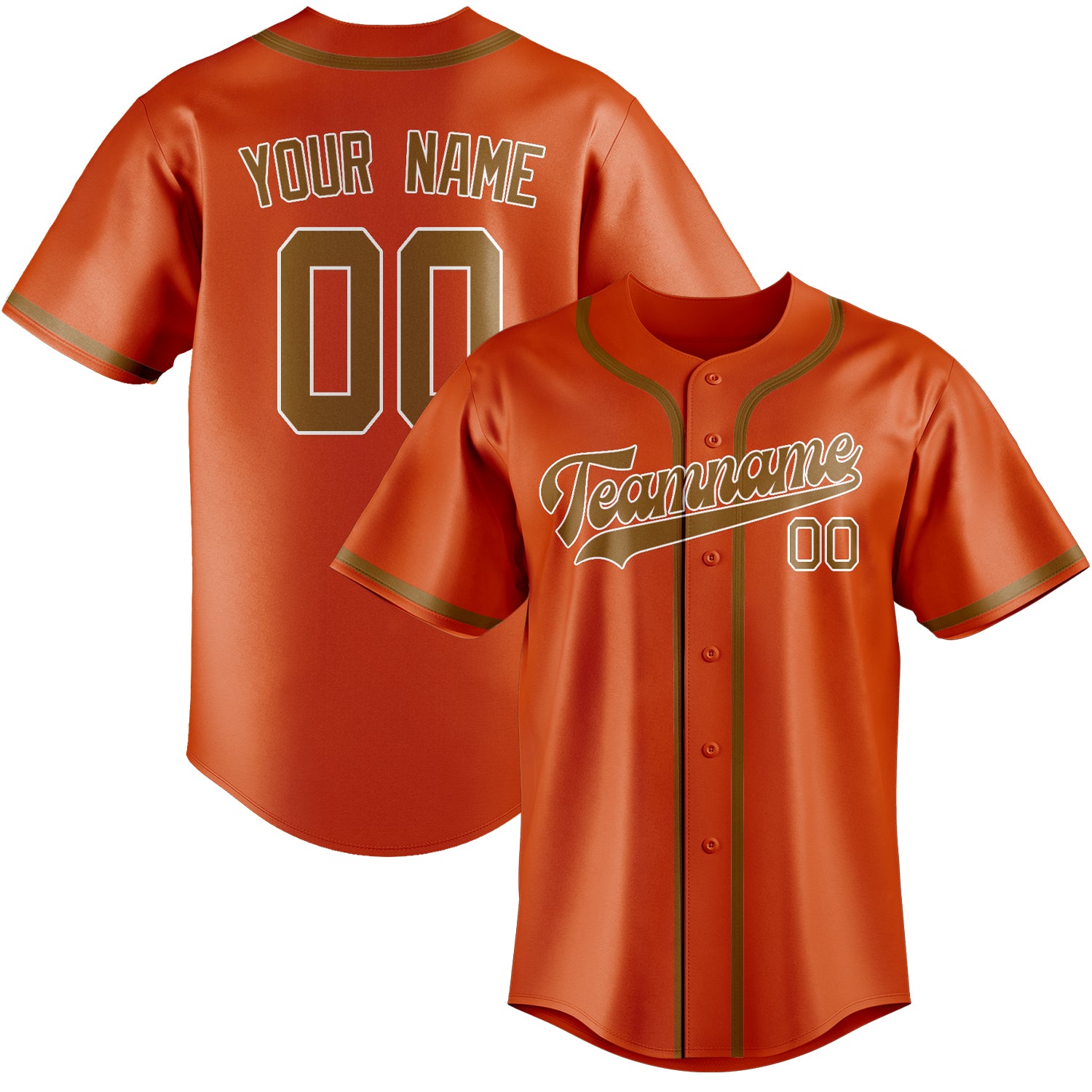 Custom Orange Red Khaki Baseball Jersey