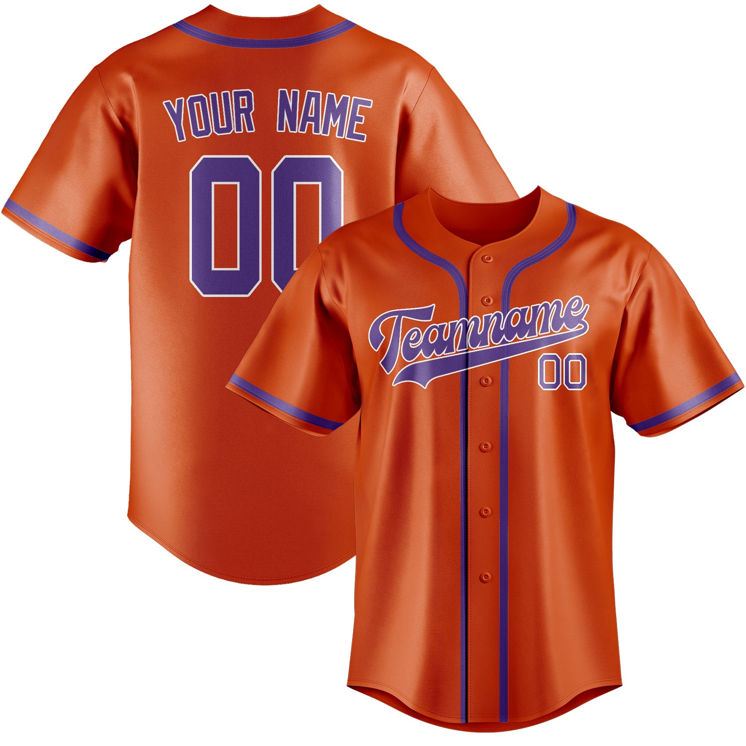 Custom Orange Red Light Purple Baseball Jersey