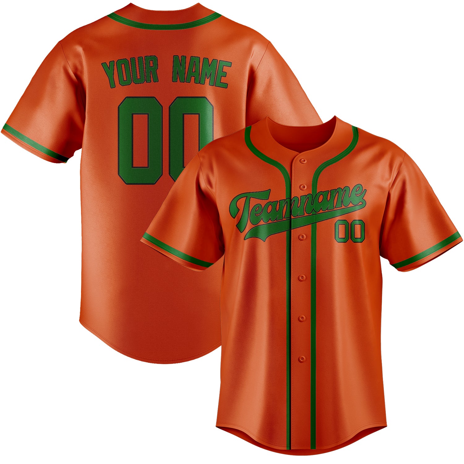 Custom Orange Red Emerald Green Baseball Jersey