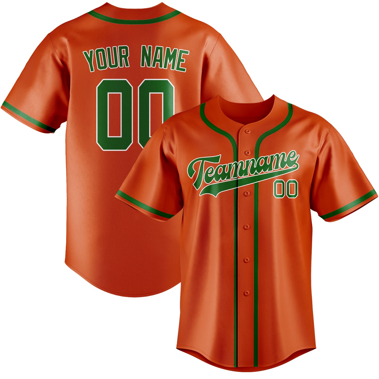 Custom Orange Red Emerald Green Baseball Jersey