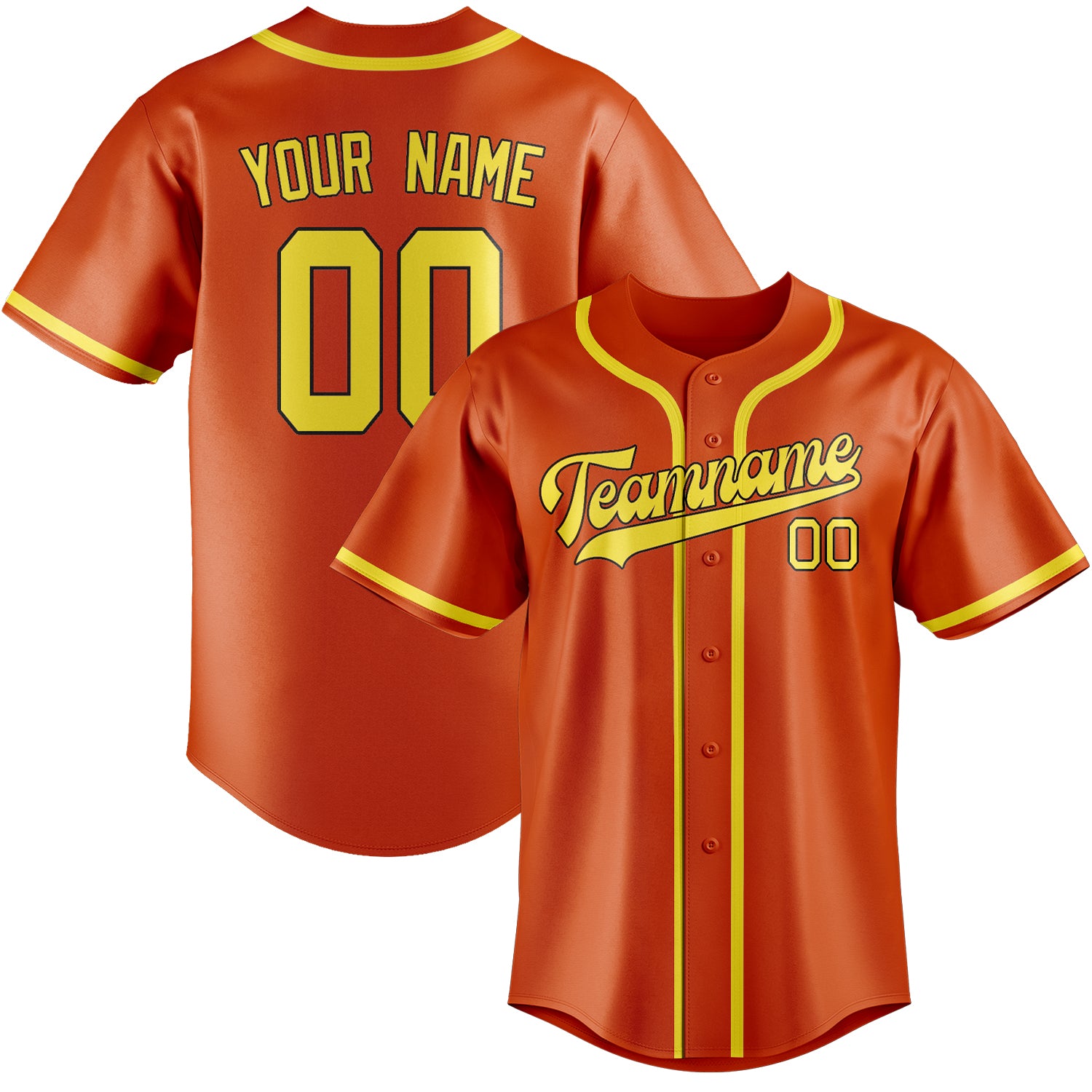 Custom Orange Red Light Yellow Baseball Jersey