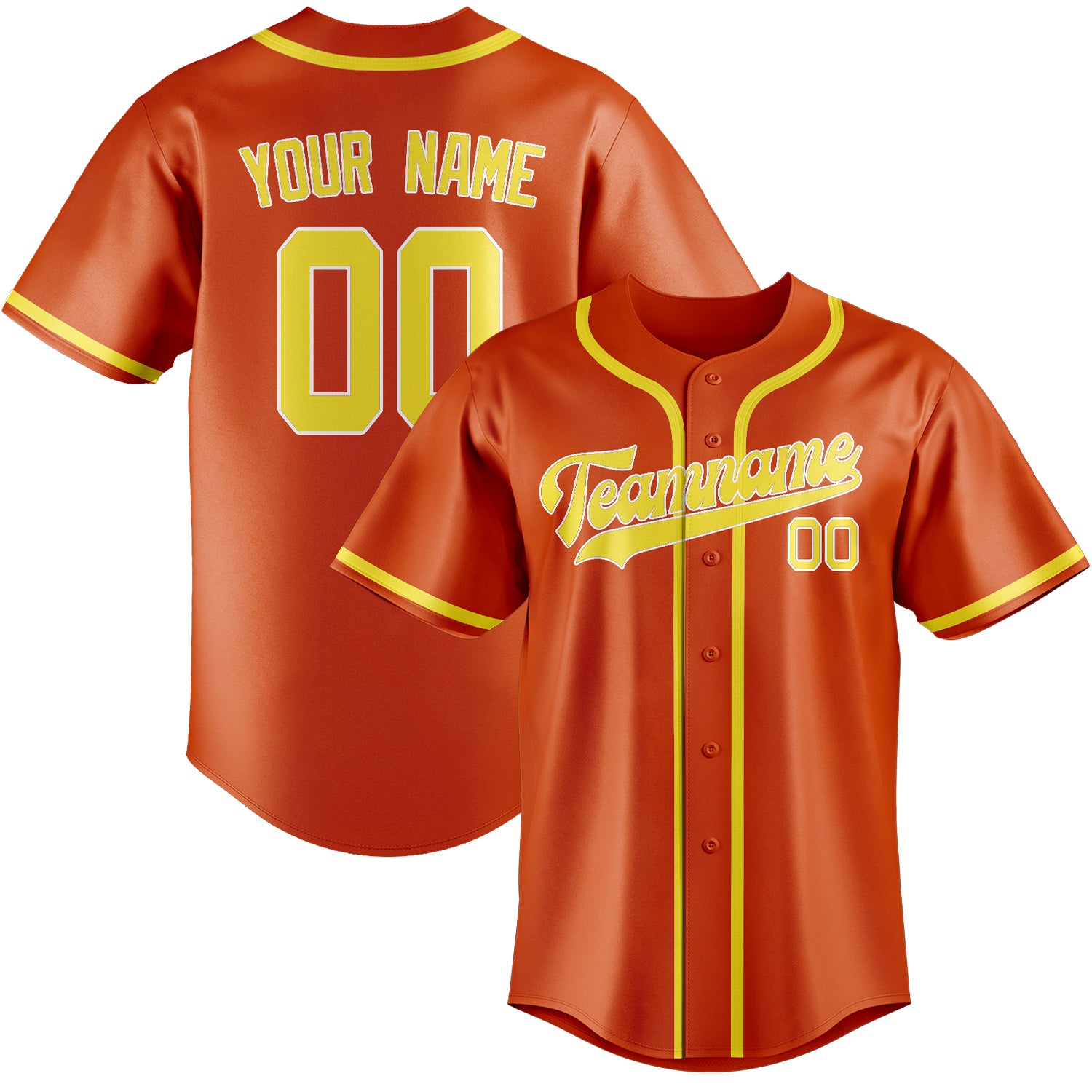 Custom Orange Red Light Yellow Baseball Jersey