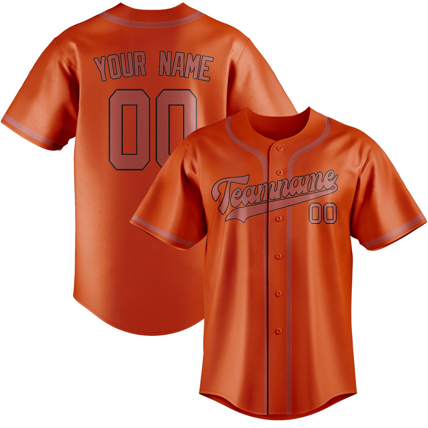 Custom Orange Red Copper Rose Baseball Jersey