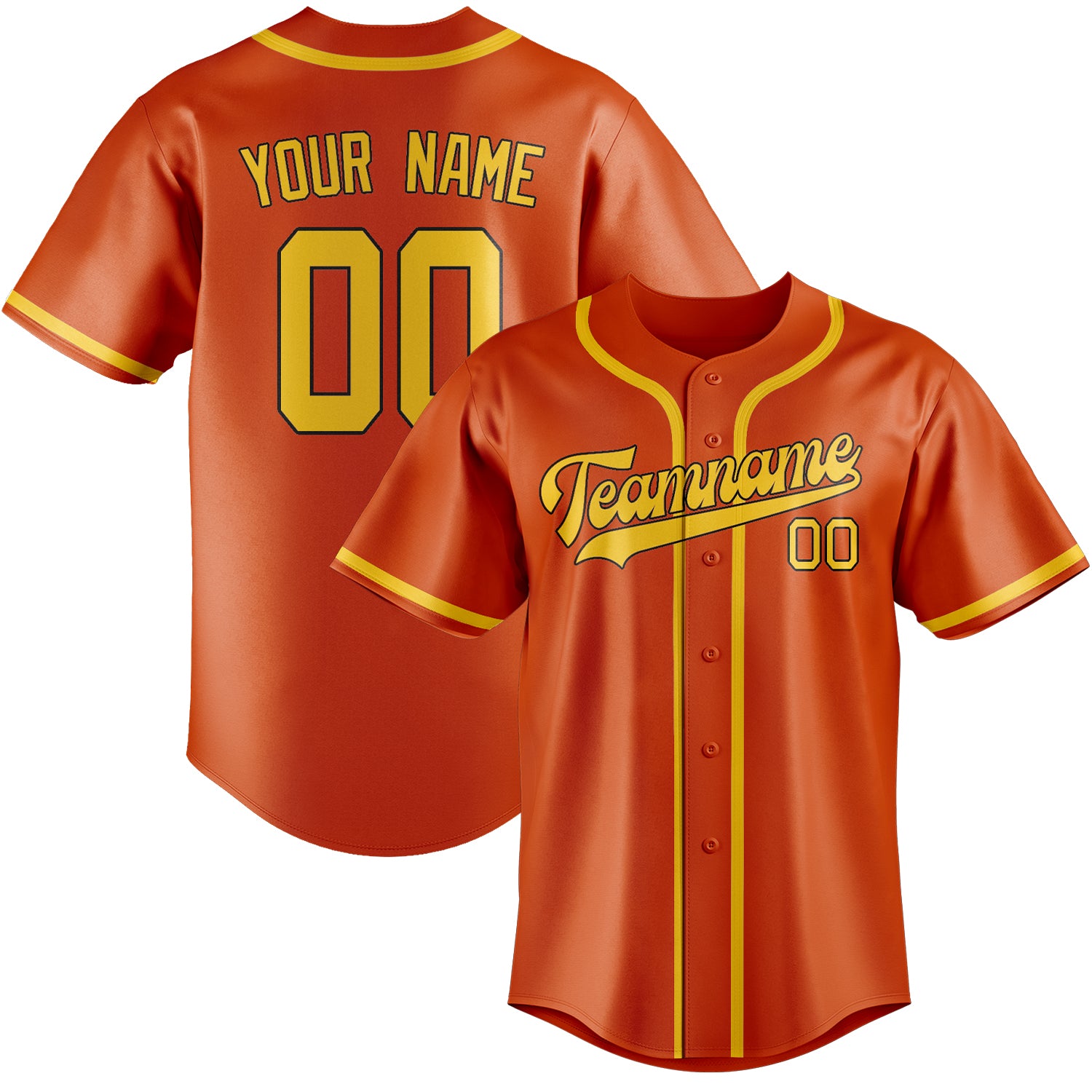 Custom Orange Red Gold Baseball Jersey