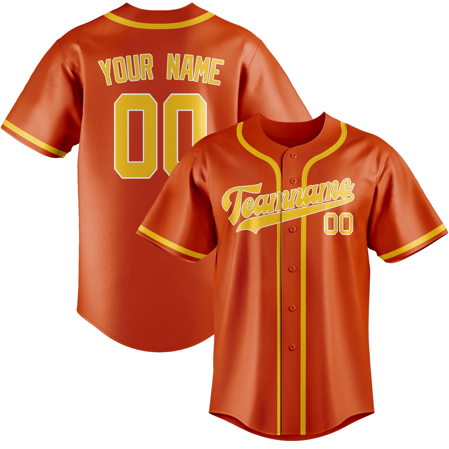 Custom Orange Red Gold Baseball Jersey