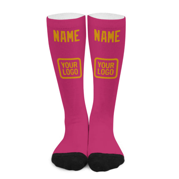 Custom Pink Yellow Knee-High Sock