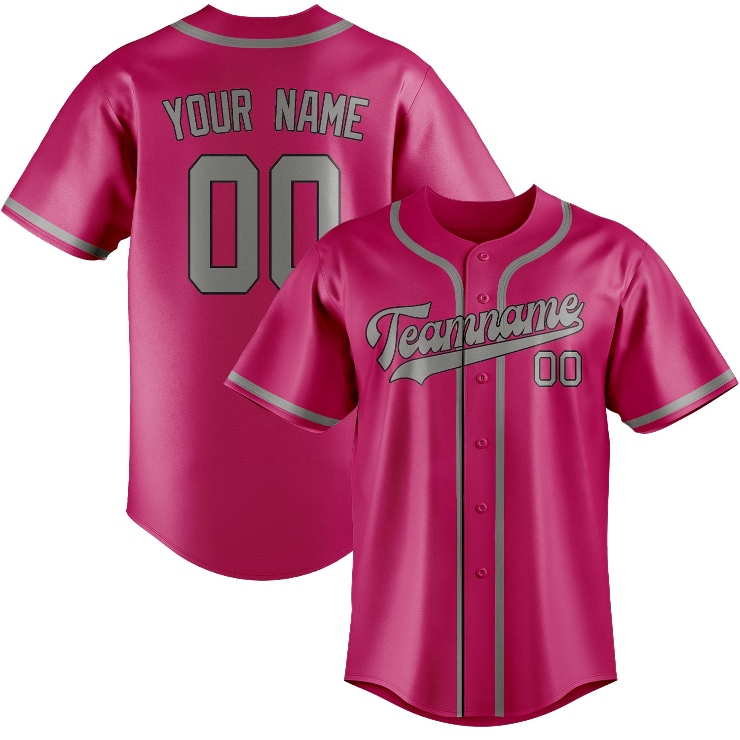 Custom Pink Gray Baseball Jersey