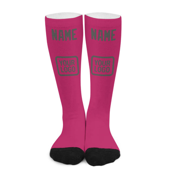 Custom Pink Dark Grey Knee-High Sock