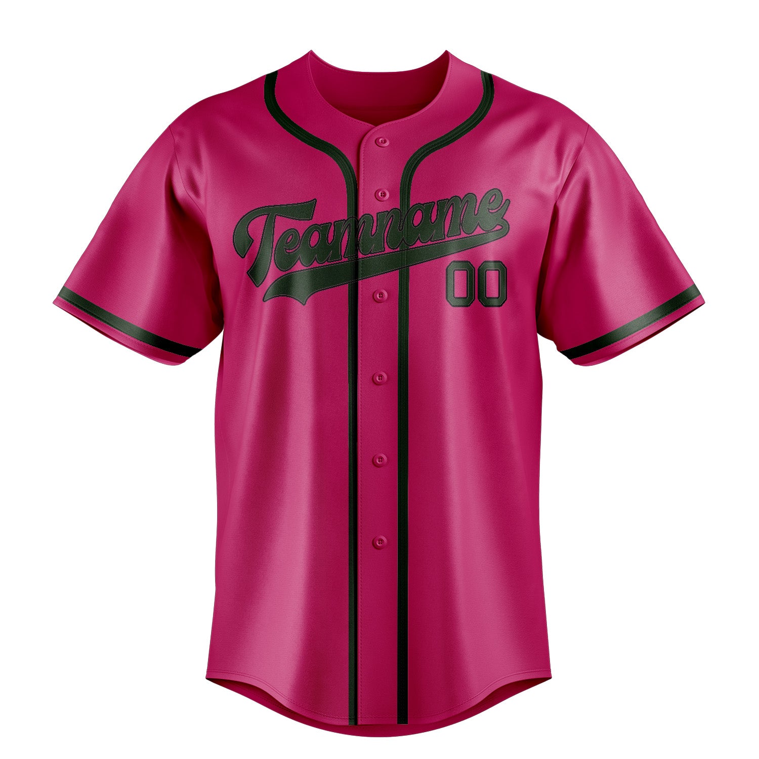 Custom Pink Dark Green Baseball Jersey