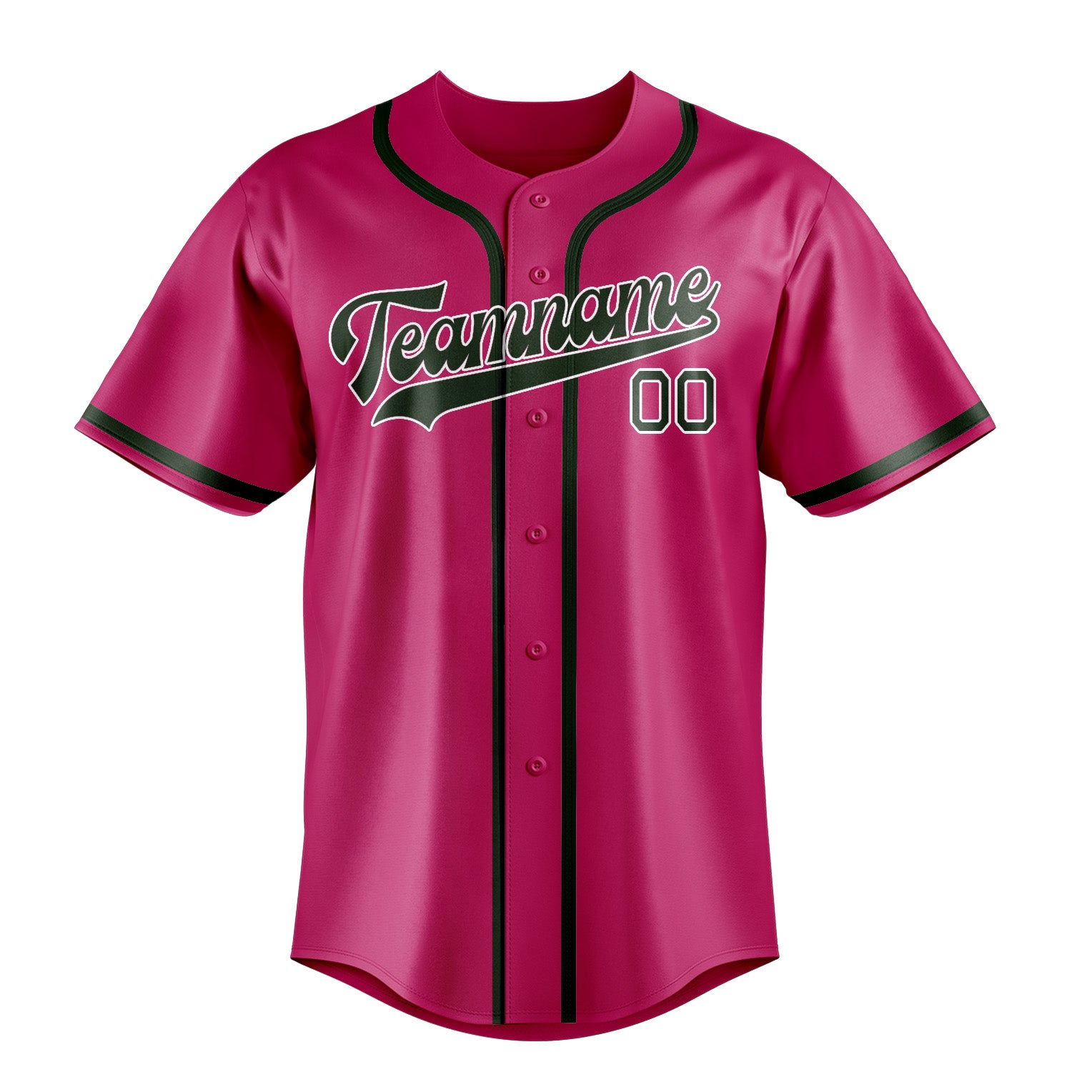 Custom Pink Dark Green Baseball Jersey