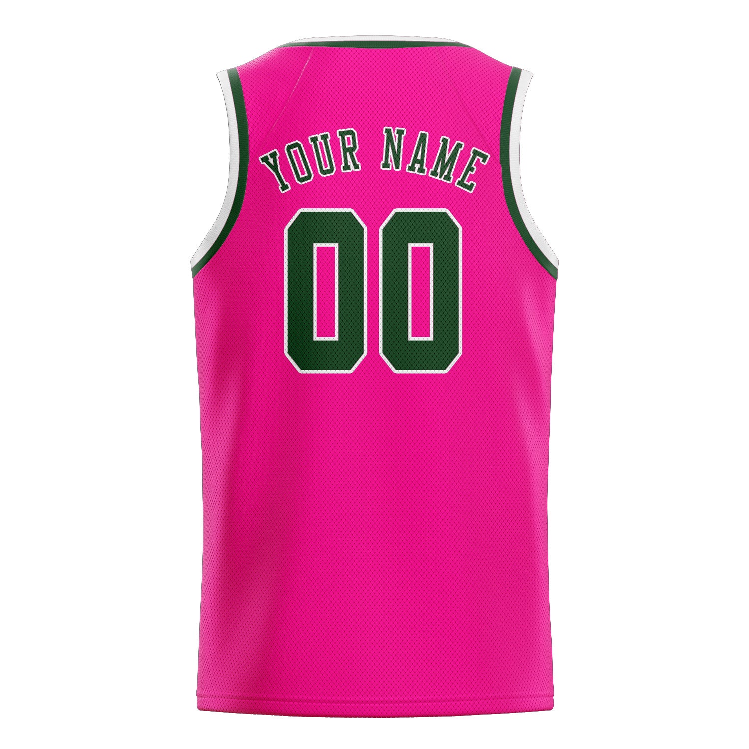 Custom Pink Dark Green Basketball Jersey