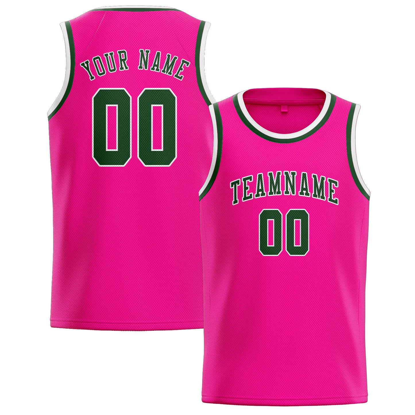 Custom Pink Dark Green Basketball Jersey