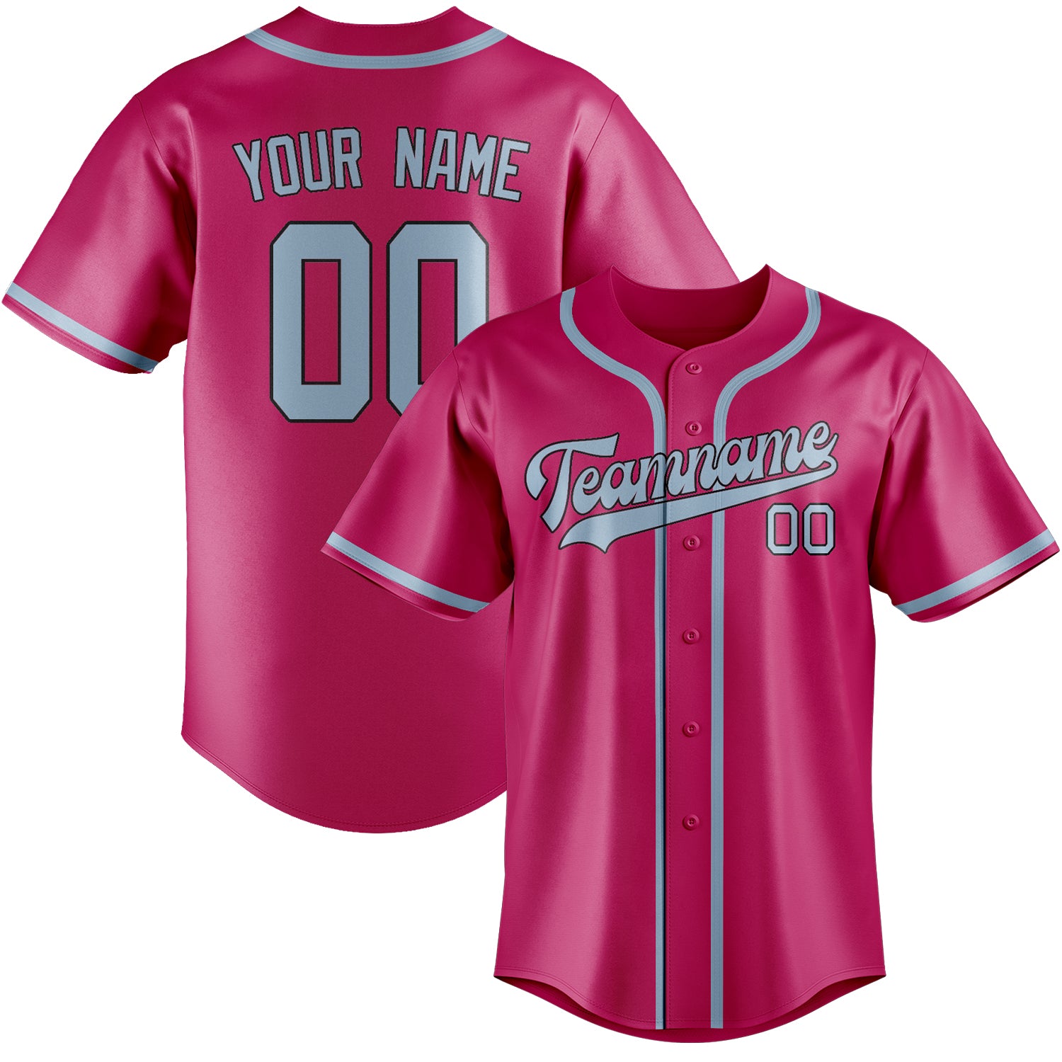 Custom Pink Light Blue Baseball Jersey