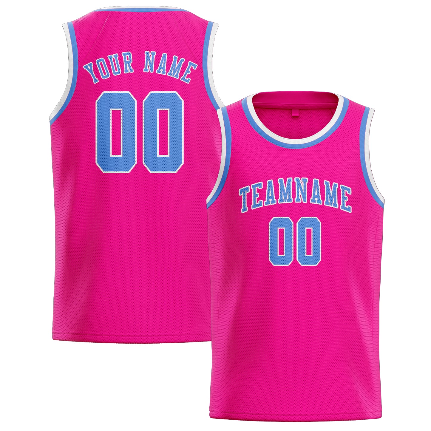 Custom Pink Light Blue Basketball Jersey