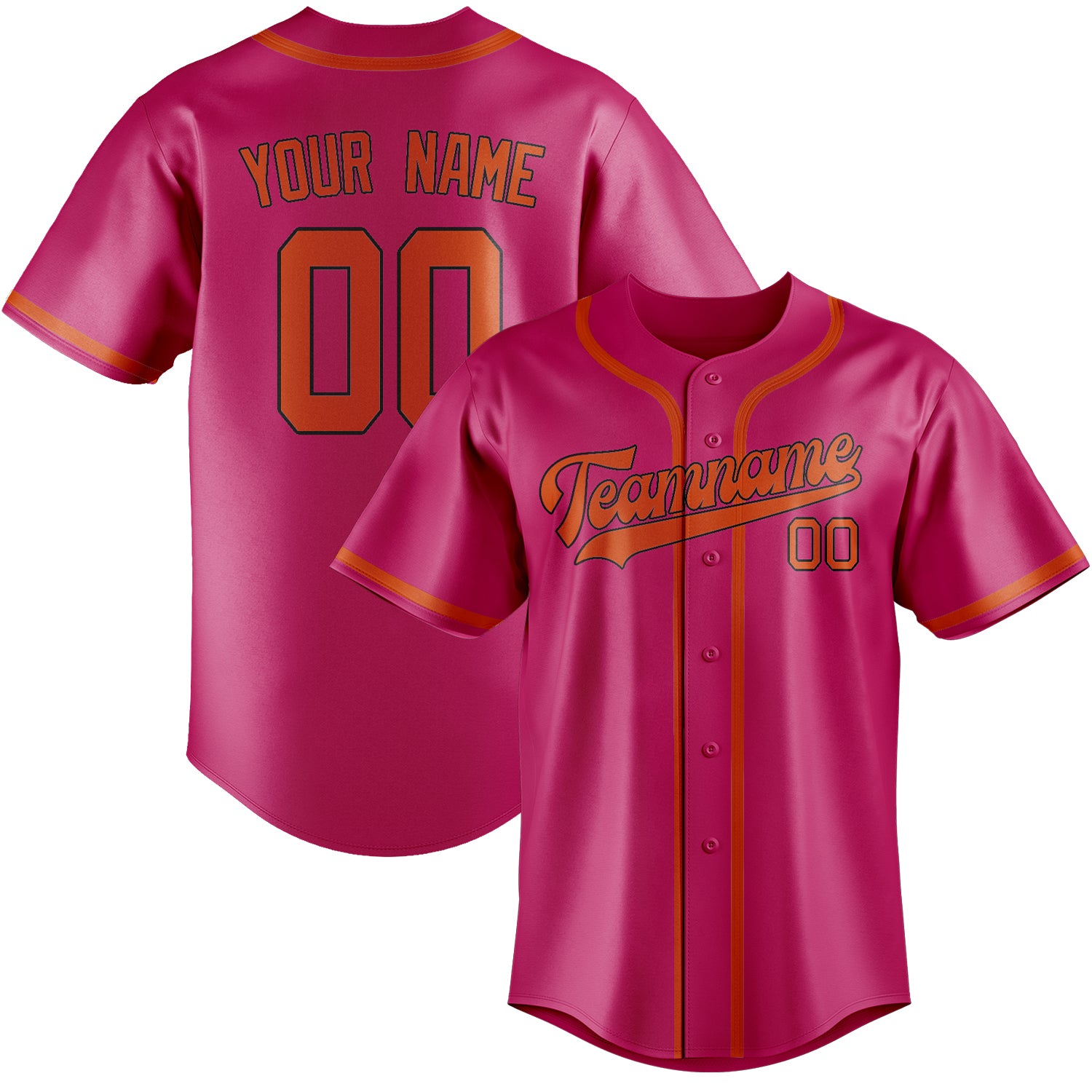 Custom Pink Orange Red Baseball Jersey