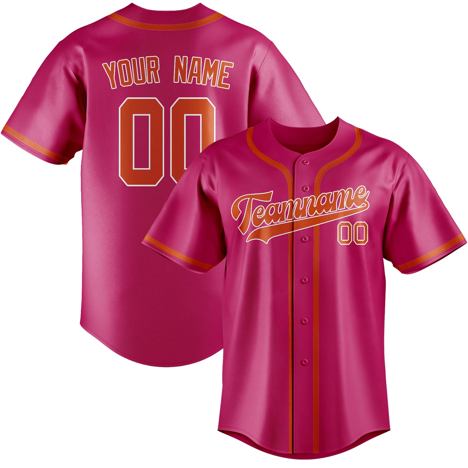 Custom Pink Orange Red Baseball Jersey