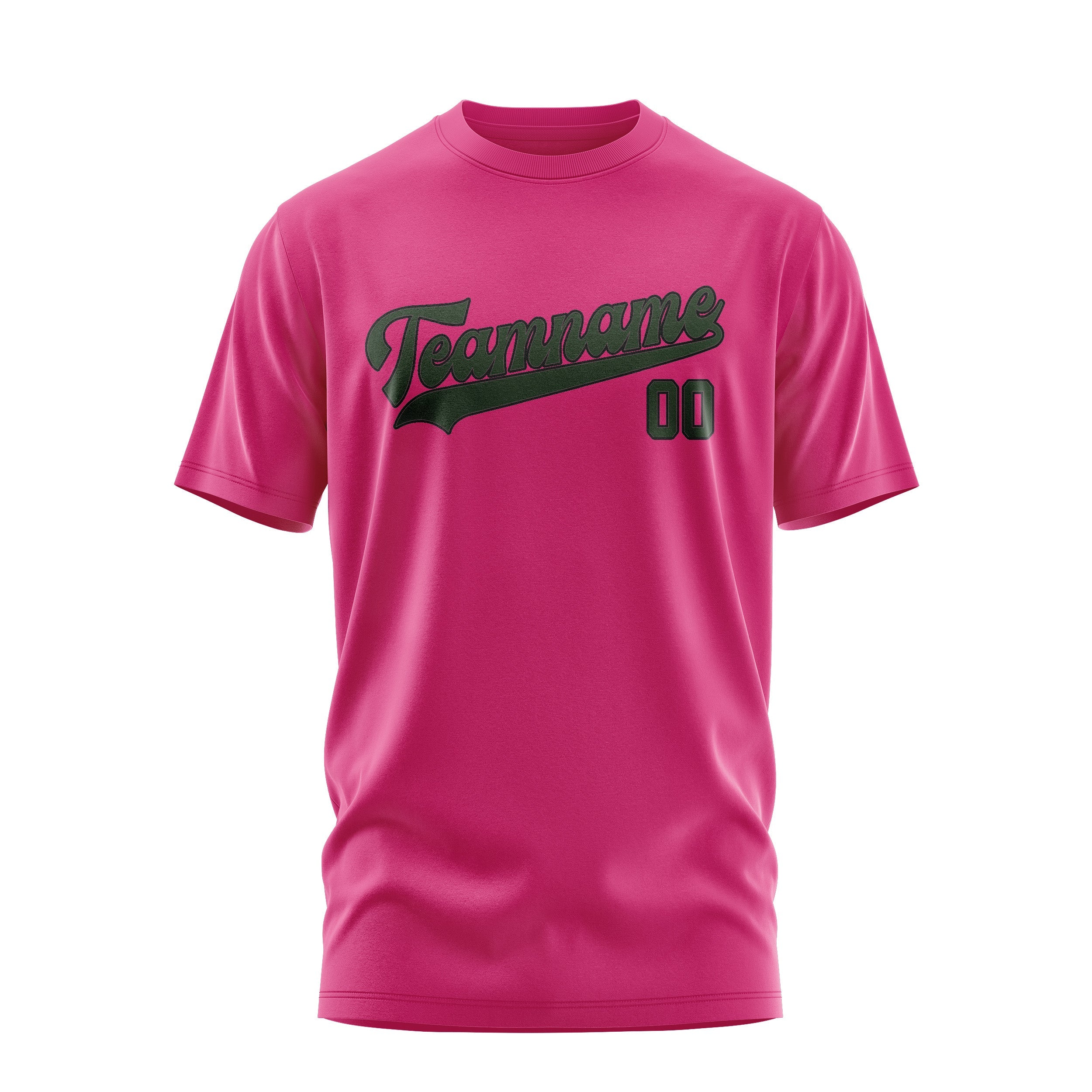 Custom Pink Dark Green T-Shirt
