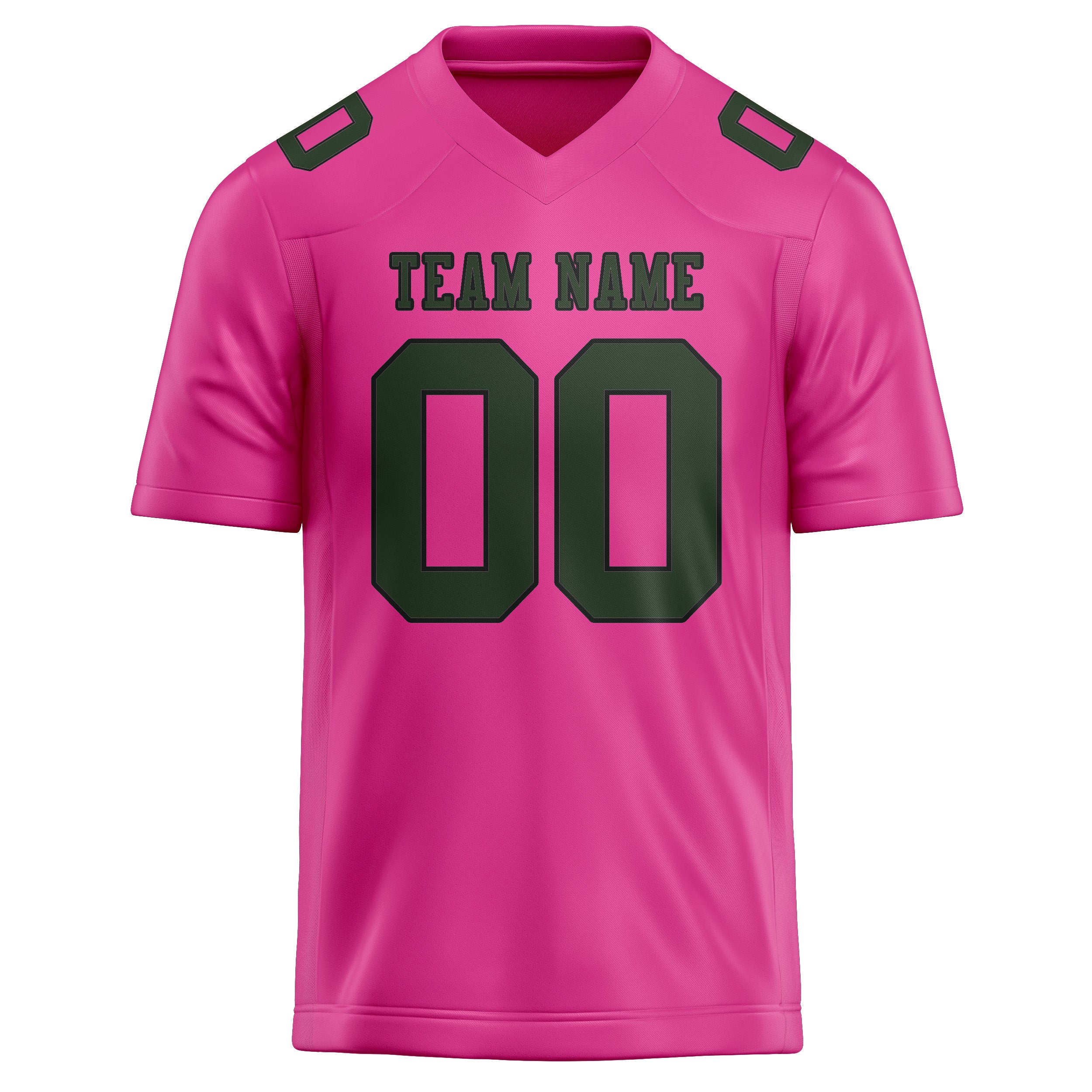 Custom Pink Dark Green Football Jersey