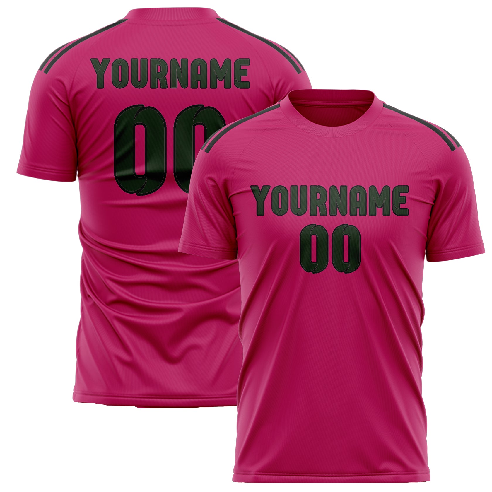 Custom Pink Dark Green Soccer Jersey